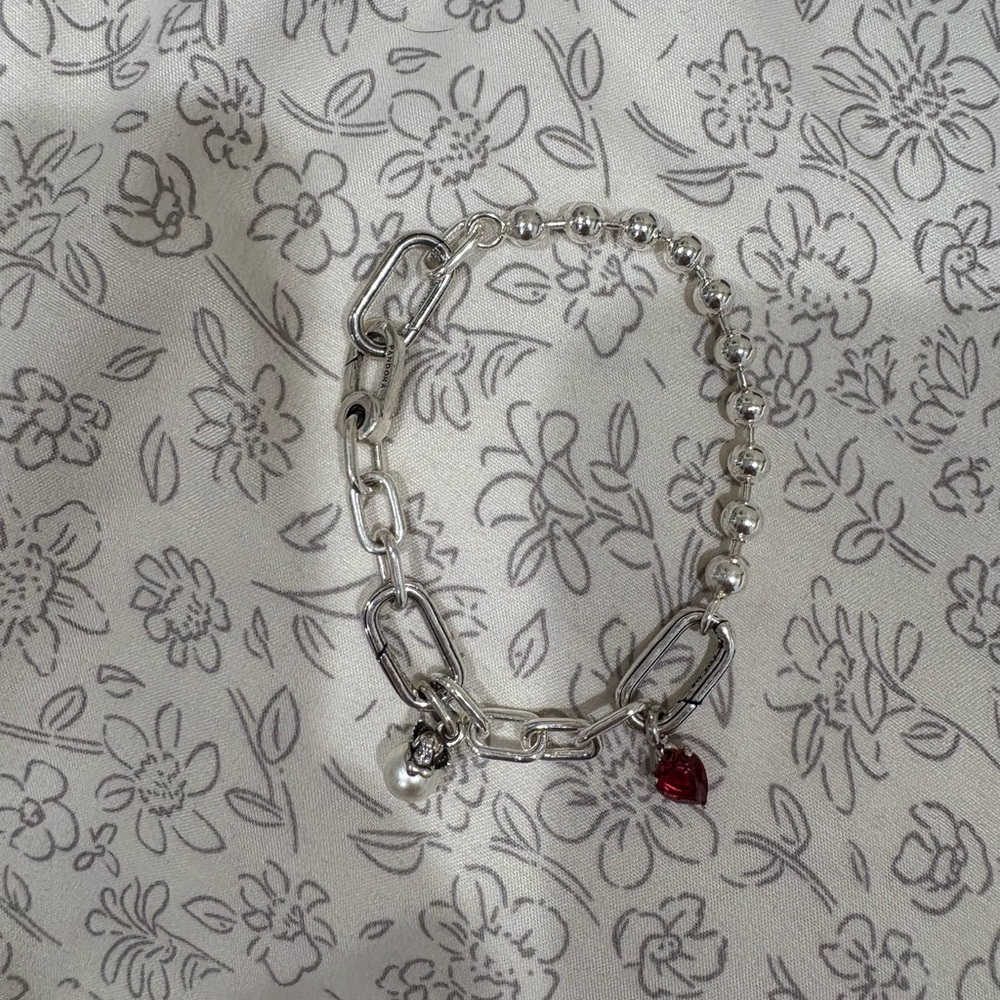 Silver and Red Charm Bracelet